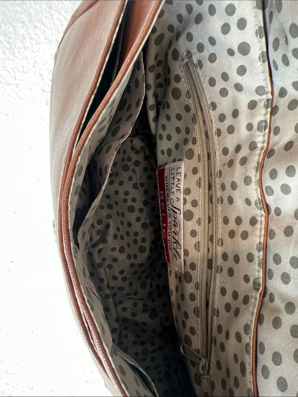 Relic Cognac Brown Pebbled Leather Flap Crossbody Bag